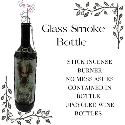 Glass Smoke Bottle -Scary Haunted Girl - OOAK - image1